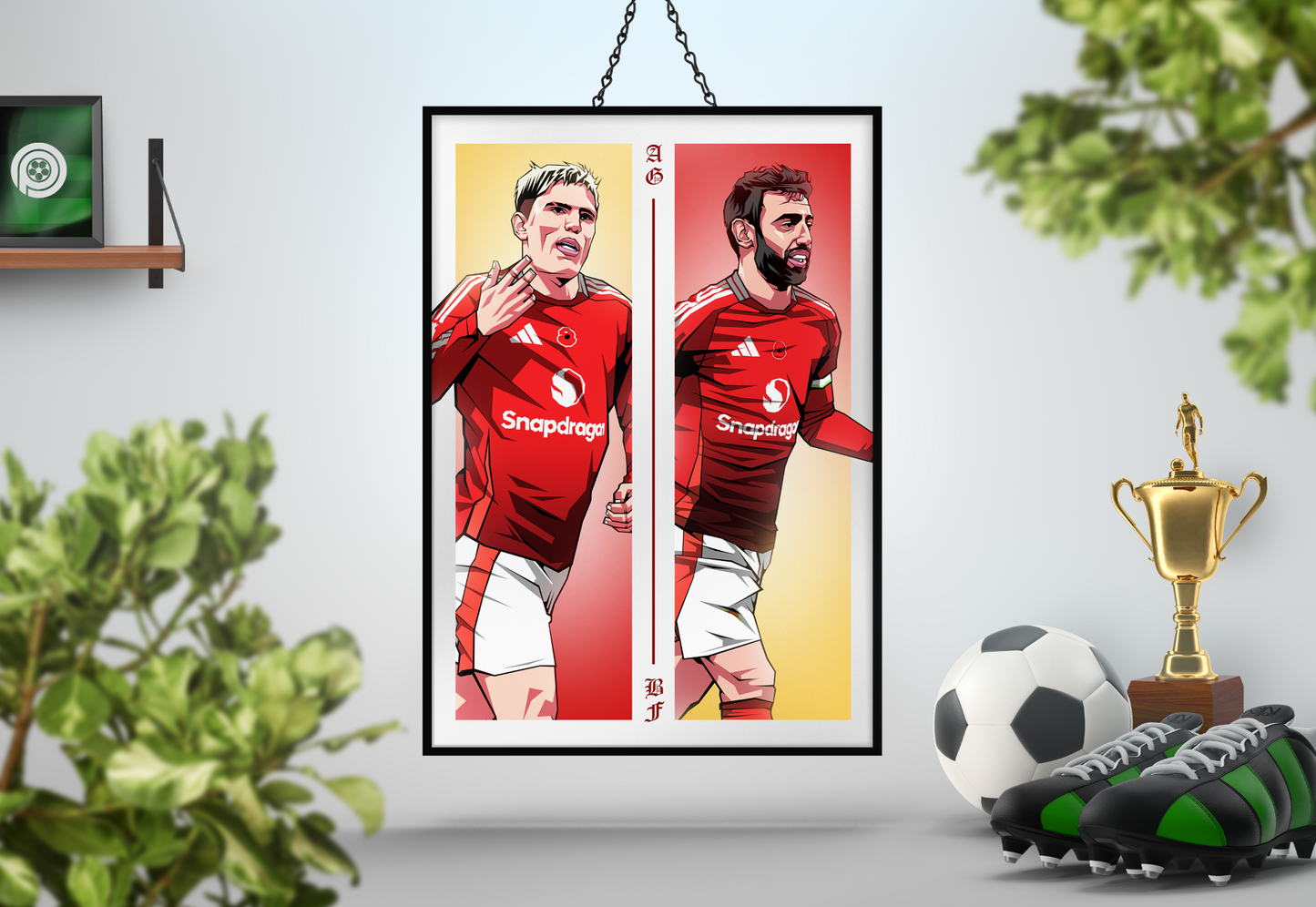 Alejandro Garnacho & Bruno Fernandes Duo Perpendicular Art Print
