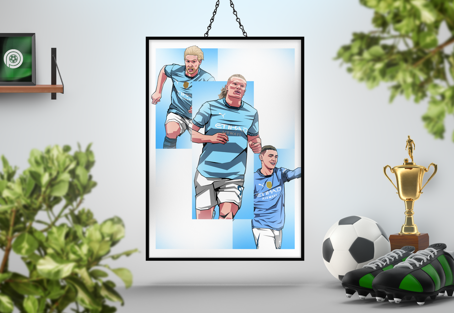 Kevin De Bruyne, Erling Haaland & Phil Foden Trio Levels Art Print