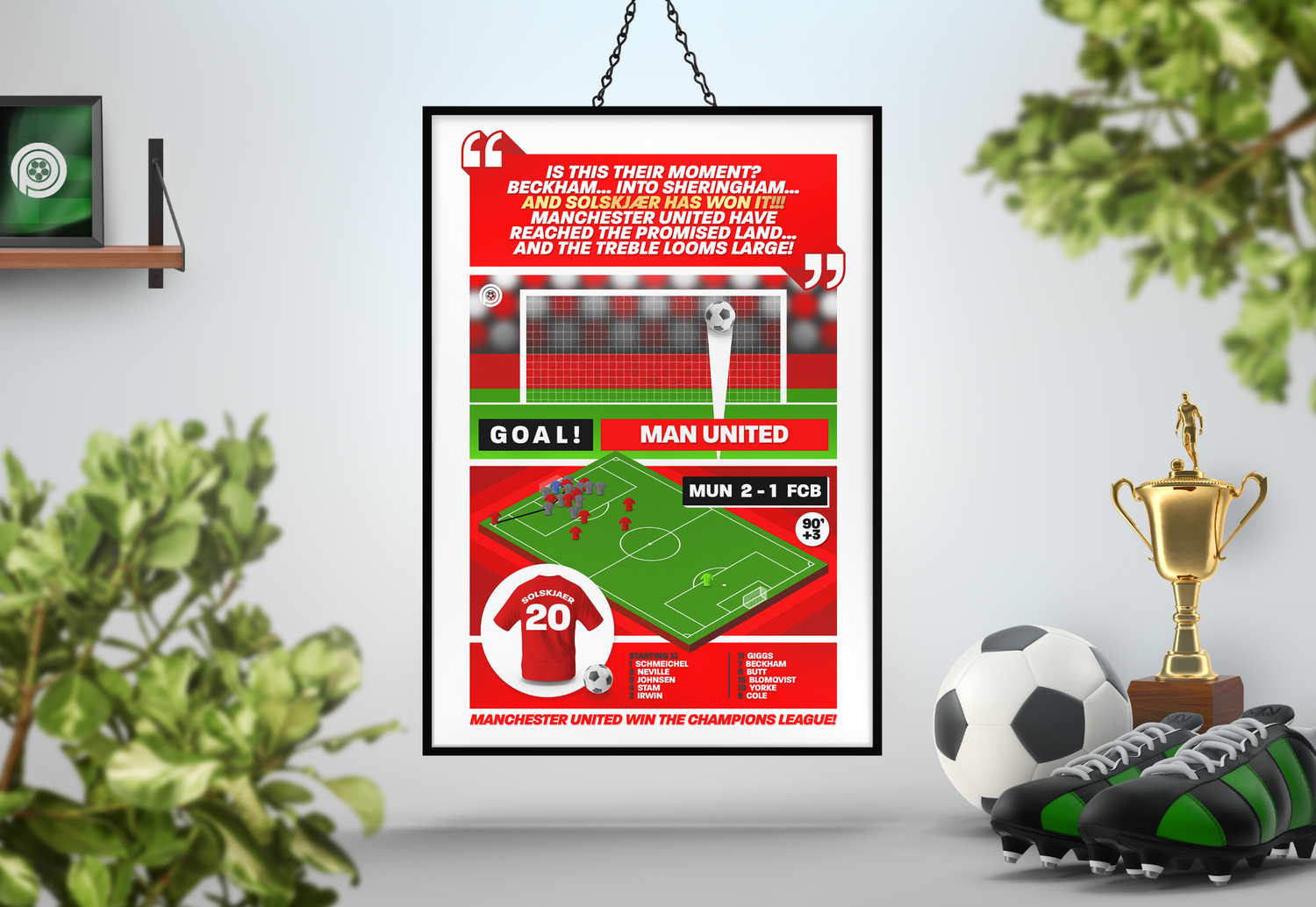 Ole Gunnar Solskjaer GOAL vs Bayern Munich | Art Print | 1998/99 UEFA Champions League Final | Manchester United