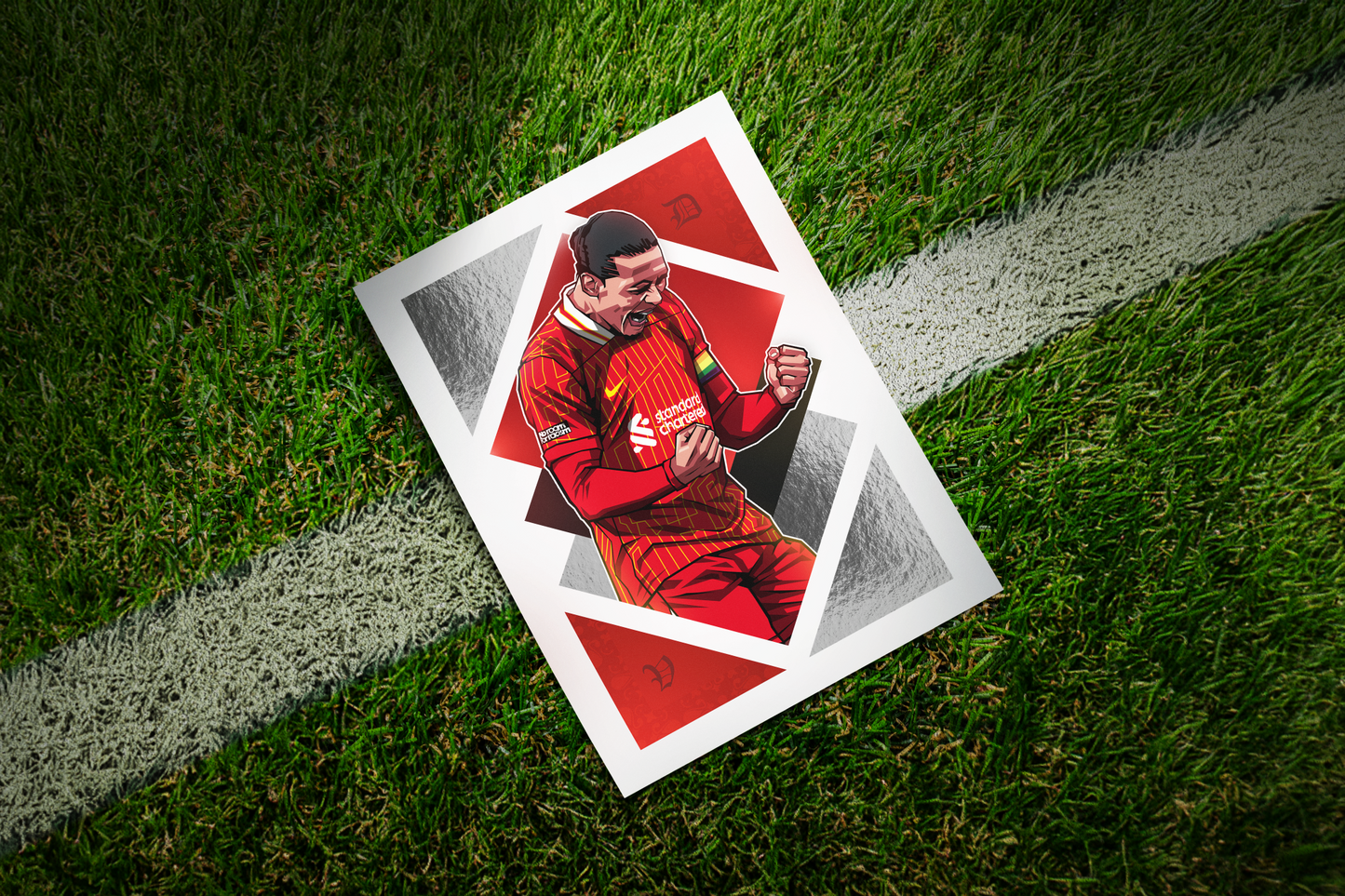 Virgil Van Dijk Special Edition Silver Foil Diamonds Art Print