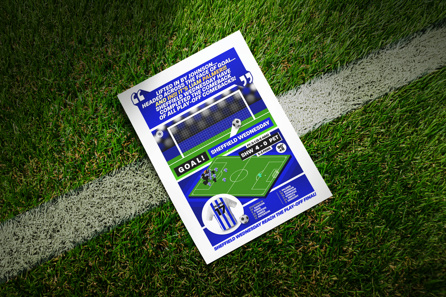 Liam Palmer GOAL vs Peterborough | Art Print | 2022/23 League One Play-Off Semi-Final | Sheffield Wednesday