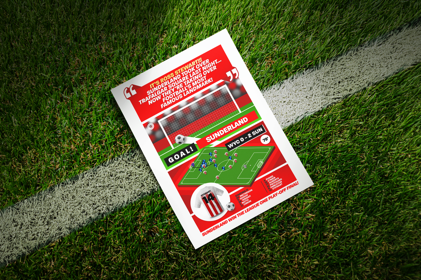 Ross Stewart GOAL vs Wycombe | Art Print | 2021/22 League One Play-Off Final | Sunderland