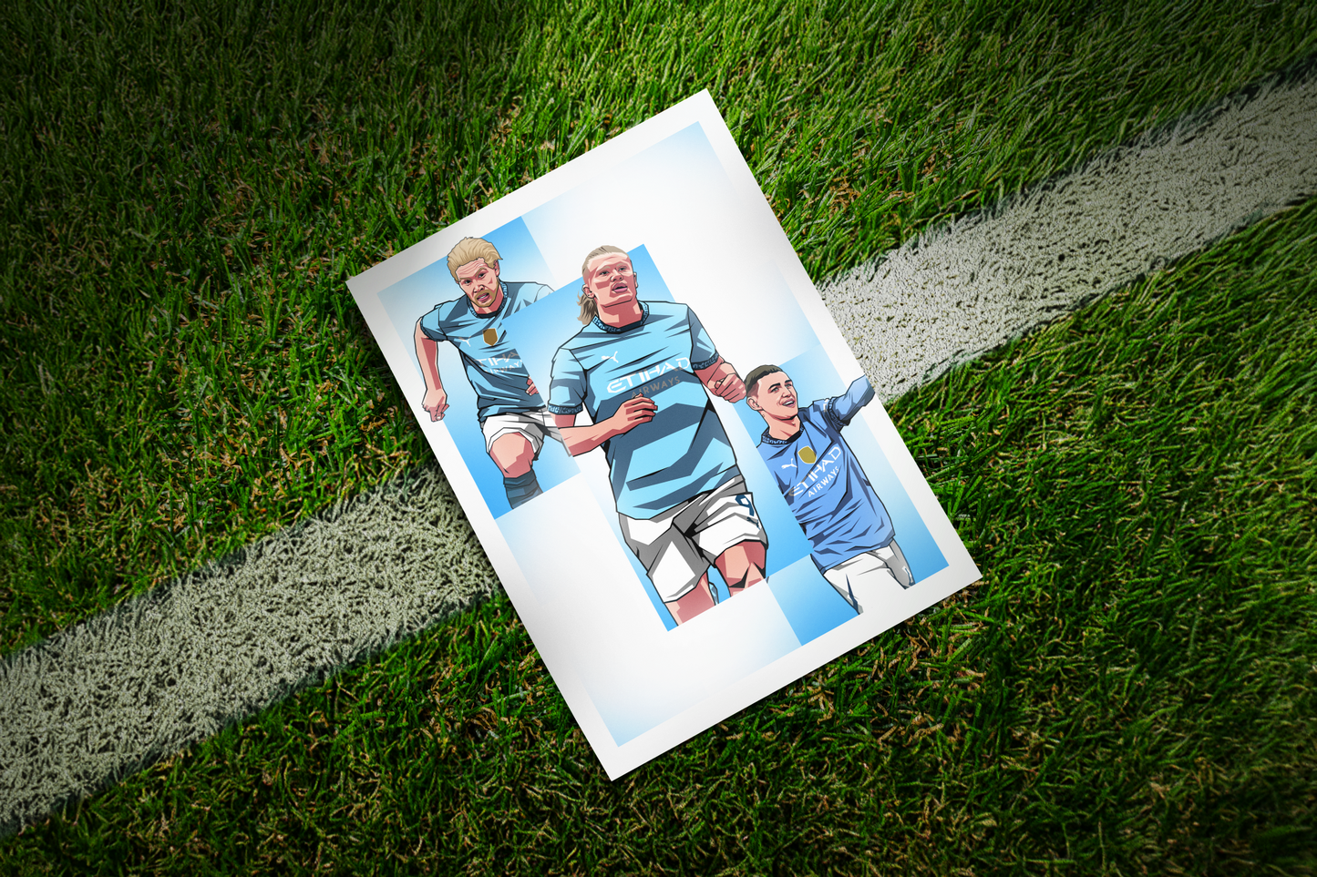 Kevin De Bruyne, Erling Haaland & Phil Foden Trio Levels Art Print