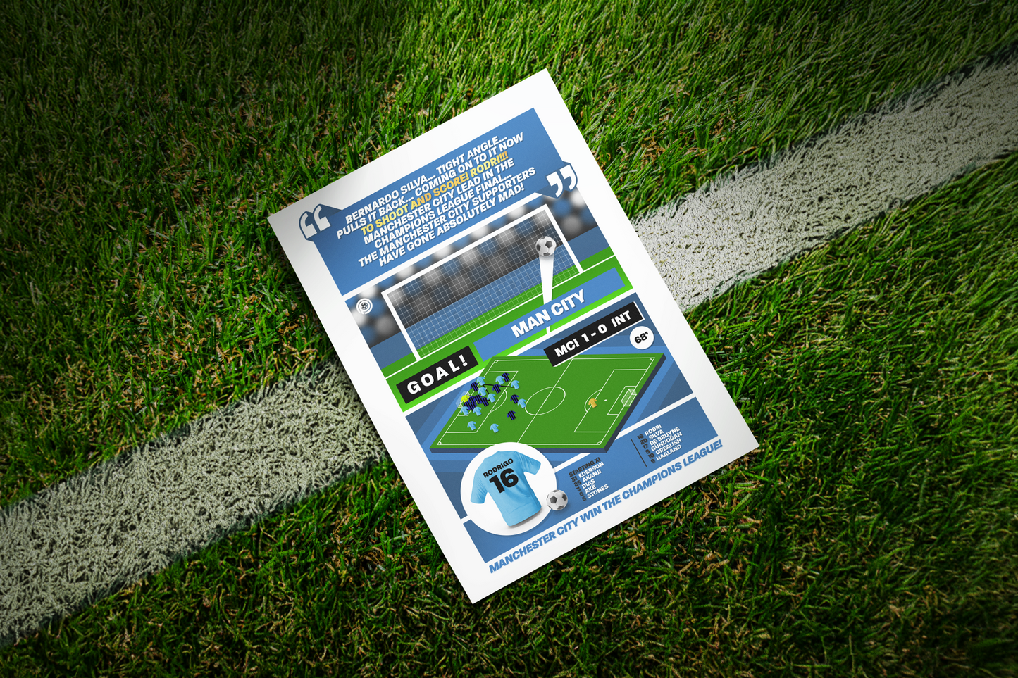 Rodri GOAL vs Inter Milan | Art Print | 2022/23 UEFA Champions League Final | Manchester City