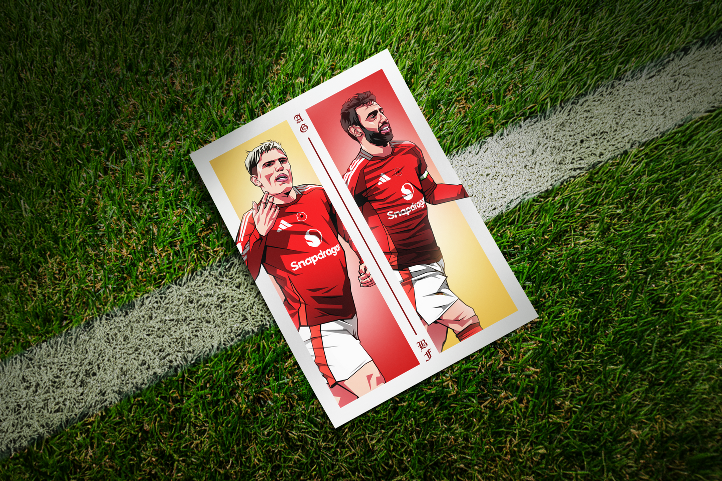 Alejandro Garnacho & Bruno Fernandes Duo Perpendicular Art Print
