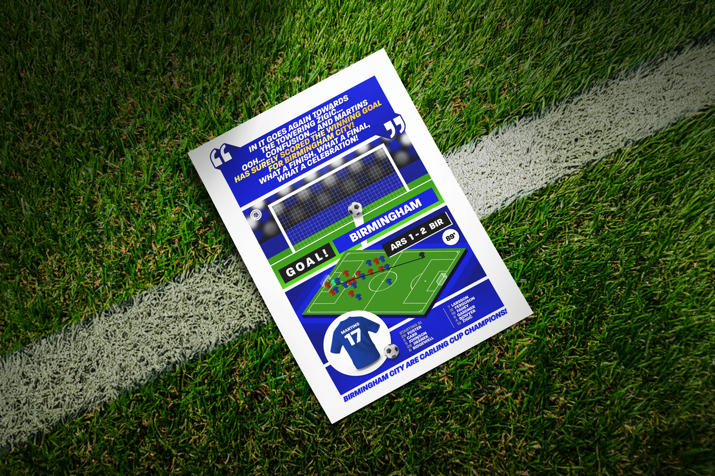 Obafemi Martins GOAL vs Arsenal | Art Print | 2010/11 League Cup Final | Birmingham City