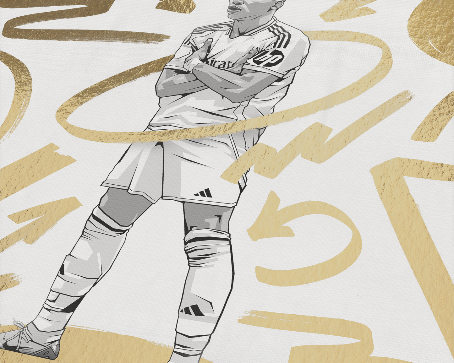 Kylian Mbappé Limited Edition Gold Foil Marker Art Print