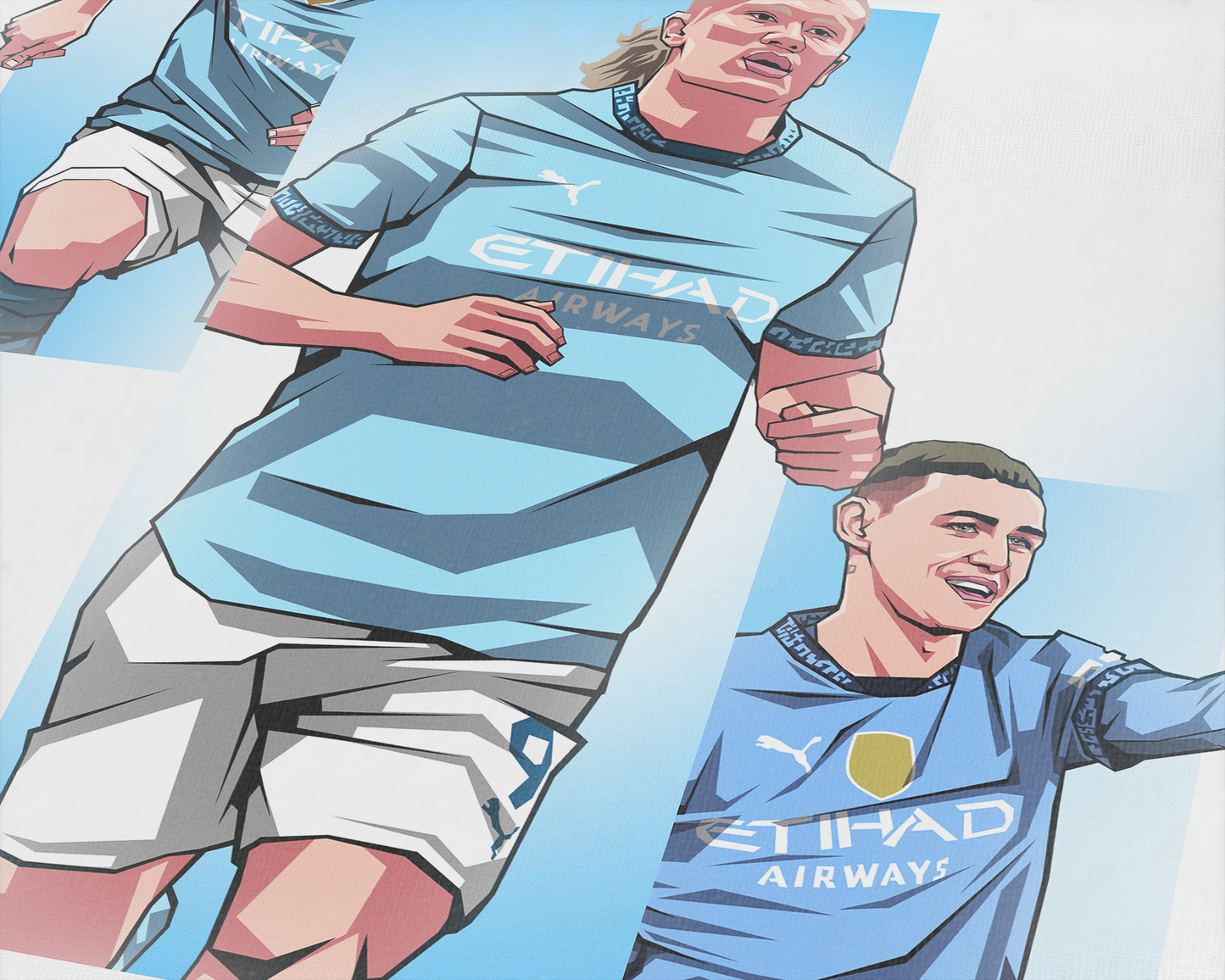 Kevin De Bruyne, Erling Haaland & Phil Foden Trio Levels Art Print