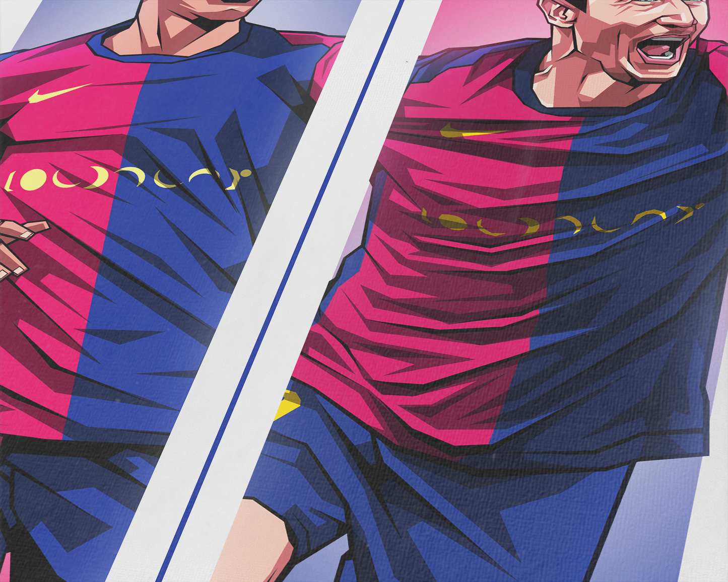 Lamine Yamal & Robert Lewandowski Duo Perpendicular Art Print