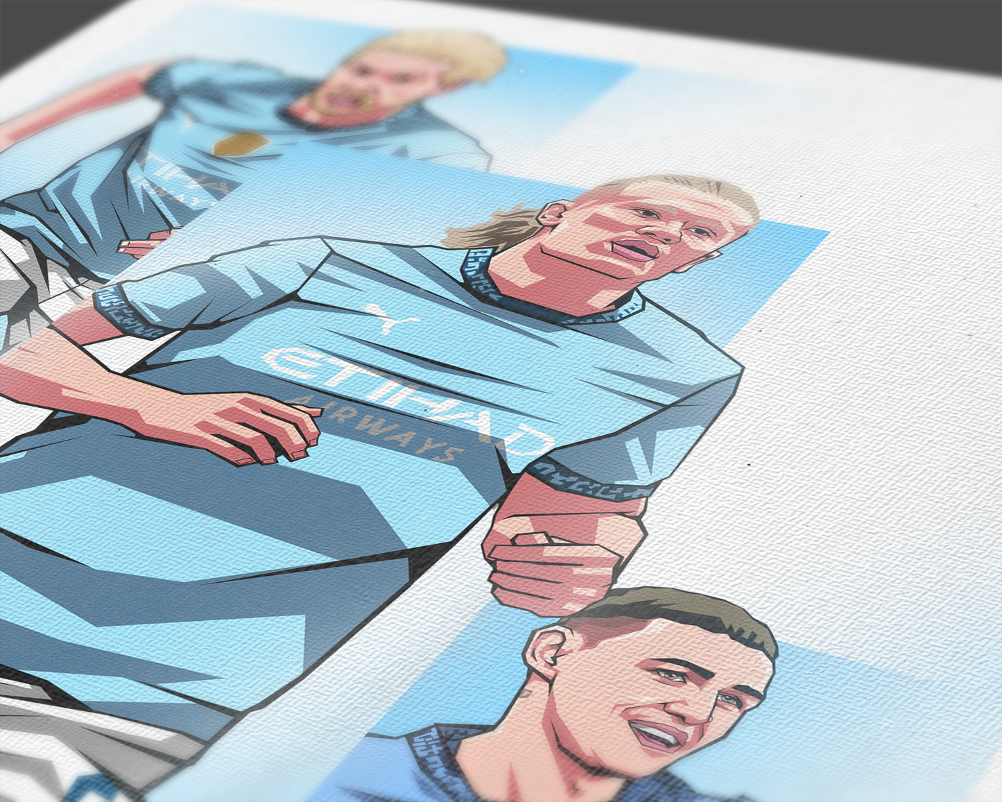 Kevin De Bruyne, Erling Haaland & Phil Foden Trio Levels Art Print