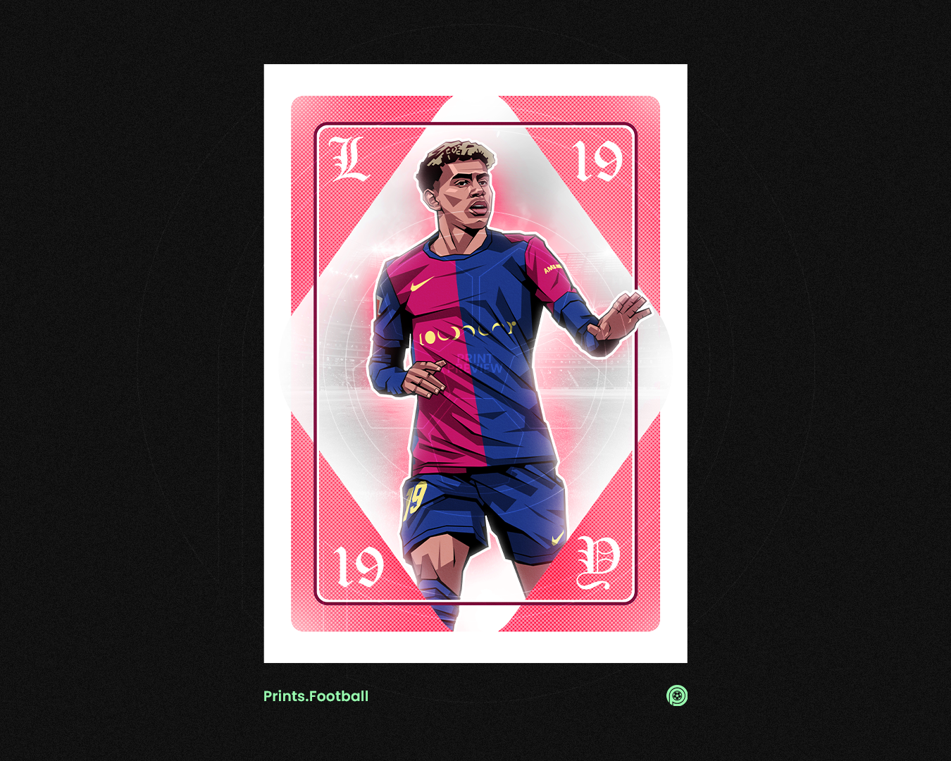 Lamine Yamal Playing Card Art Print