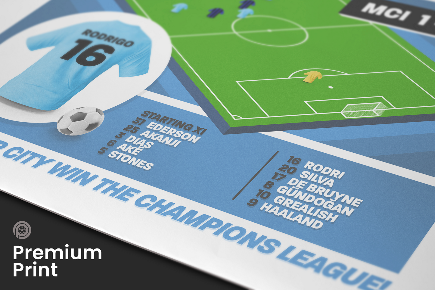 Rodri GOAL vs Inter Milan | Art Print | 2022/23 UEFA Champions League Final | Manchester City