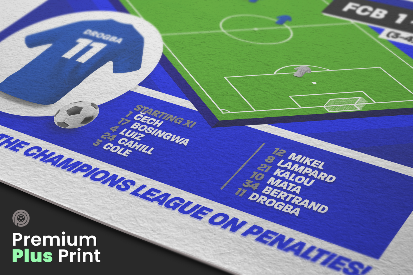 Didier Drogba GOAL vs Bayern Munich | Art Print | 2011/12 UEFA Champions League Final | Chelsea