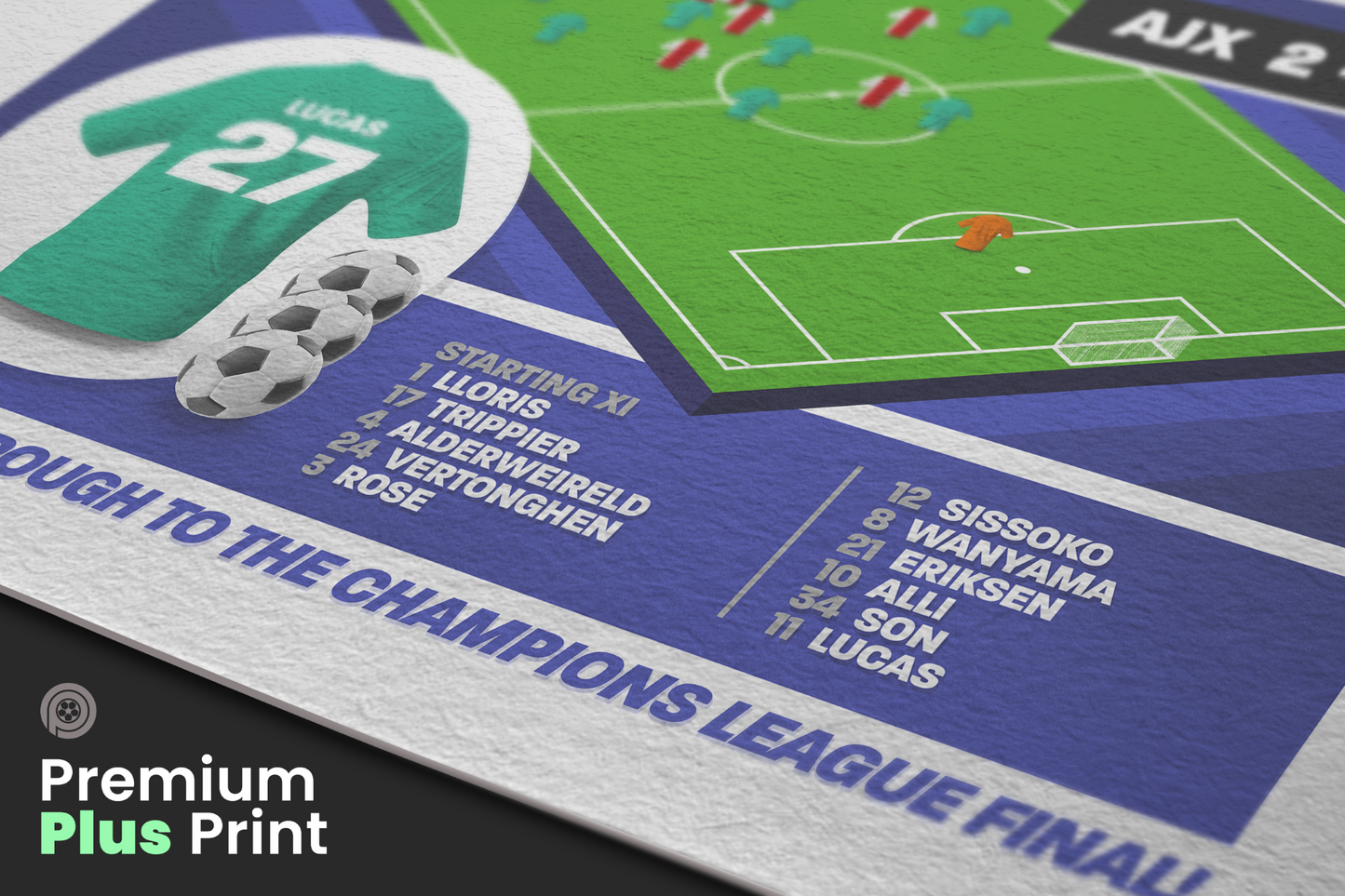 Lucas Moura GOAL vs Ajax | Art Print | 2018/19 UEFA Champions League Semi-Final | Tottenham Hotspur