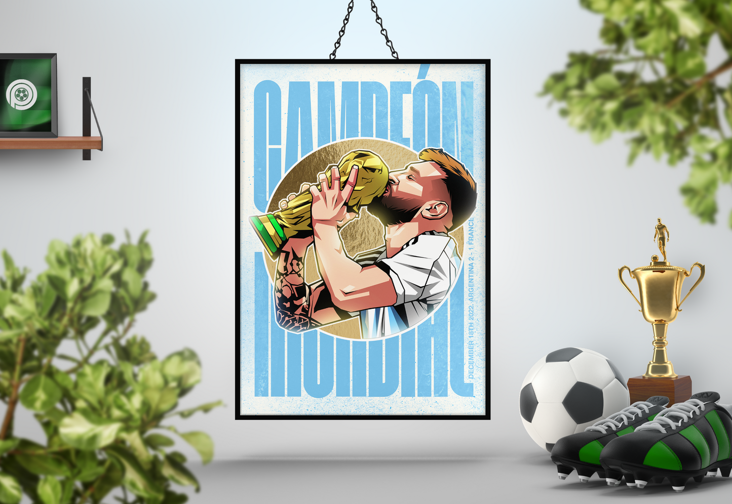 Lionel Messi Limited Edition Gold Foil Golden Art Print