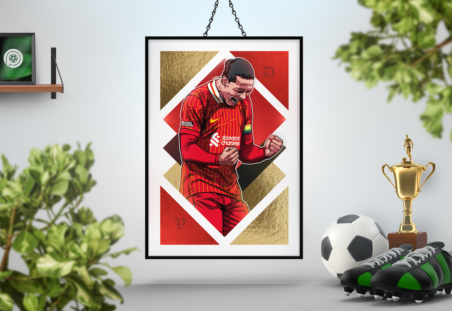 Virgil Van Dijk Limited Edition Gold Foil Diamonds Art Print