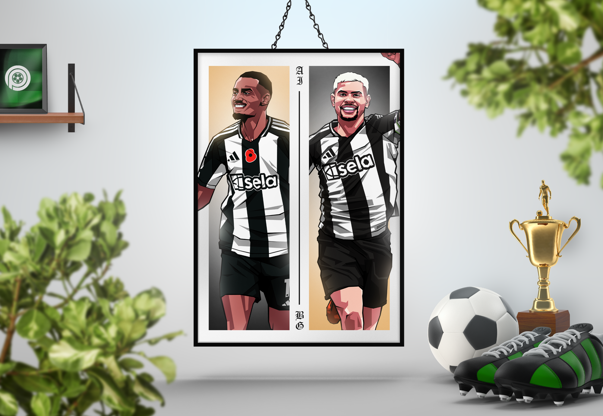 Alexander Isak & Bruno Guimarães Duo Perpendicular Art Print