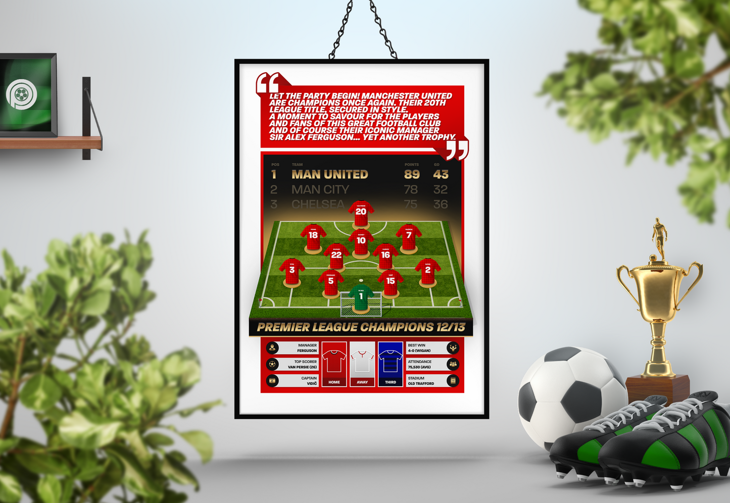 Manchester United 12/13 Team Lineup Art Print
