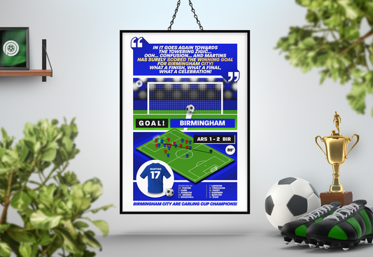 Obafemi Martins GOAL vs Arsenal | Art Print | 2010/11 League Cup Final | Birmingham City