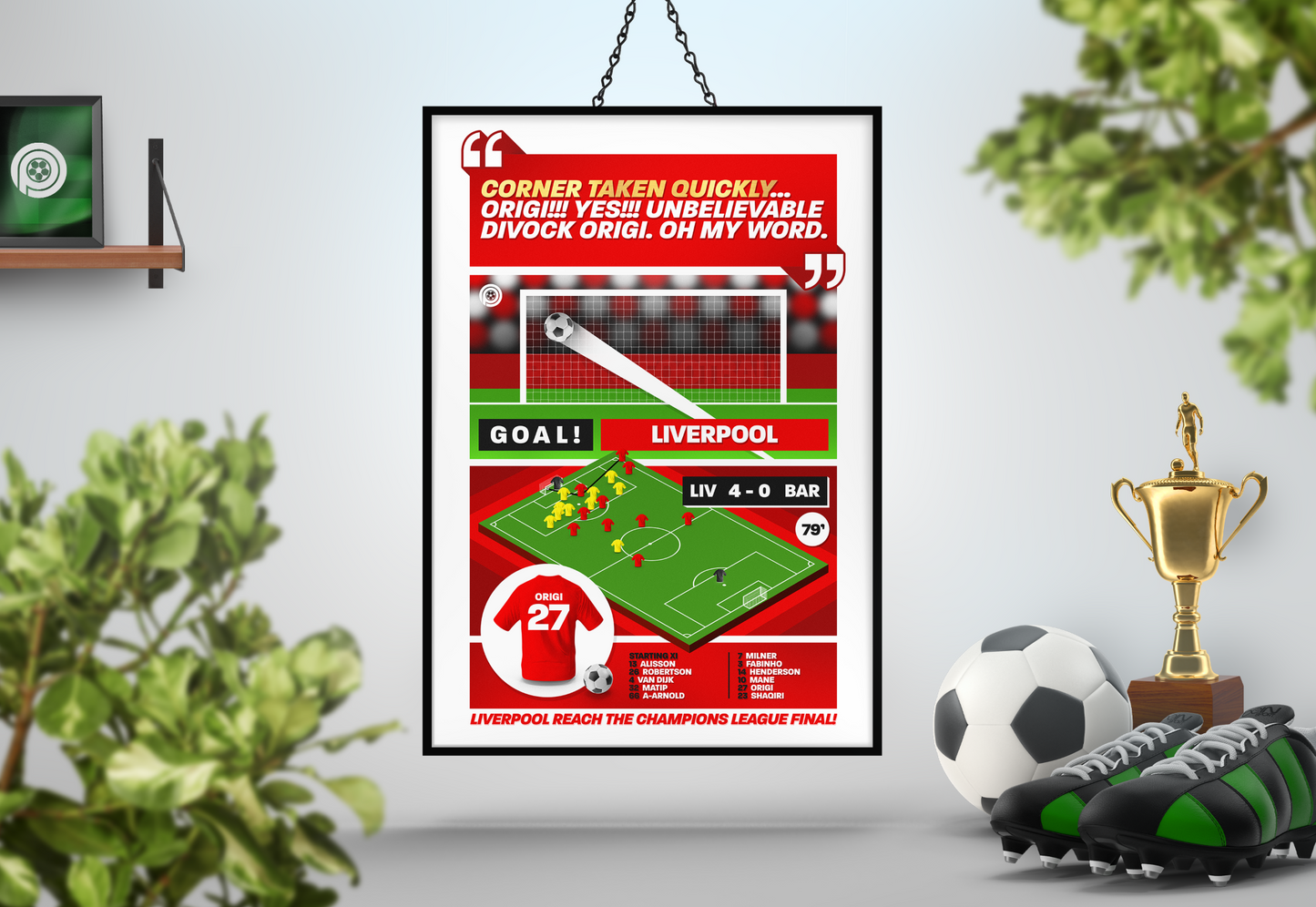 Divock Origi GOAL vs Barcelona | Art Print | 2018/19 UEFA Champions League Semi-Final | Liverpool