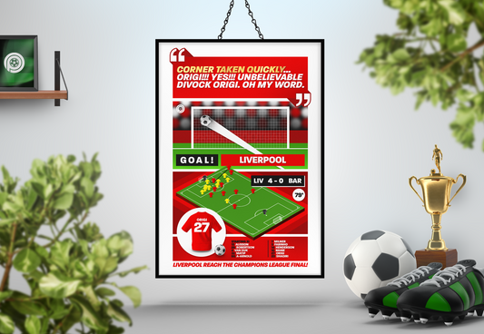 Divock Origi GOAL vs Barcelona | Art Print | 2018/19 UEFA Champions League Semi-Final | Liverpool