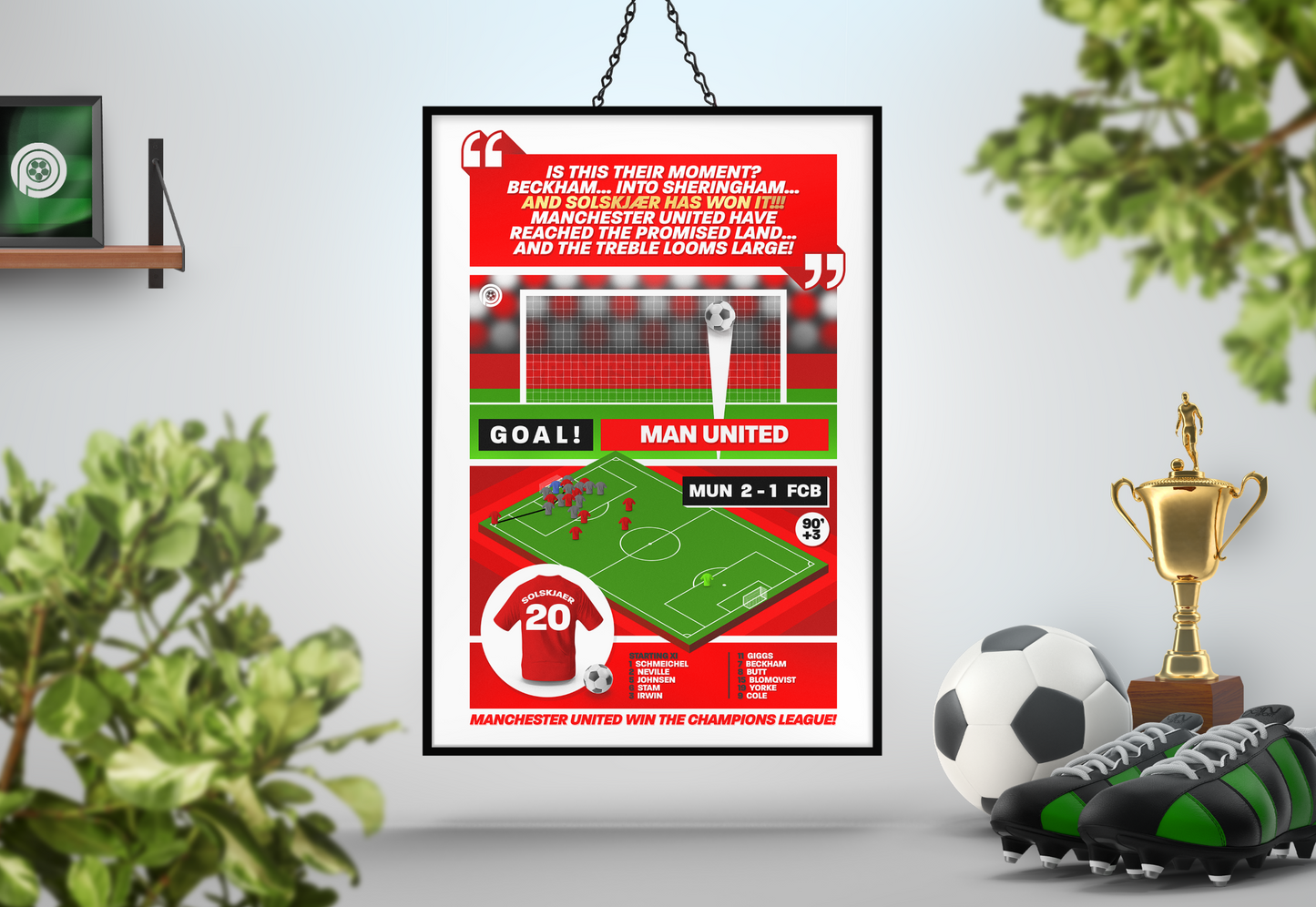 Ole Gunnar Solskjaer GOAL vs Bayern Munich | Art Print | 1998/99 UEFA Champions League Final | Manchester United