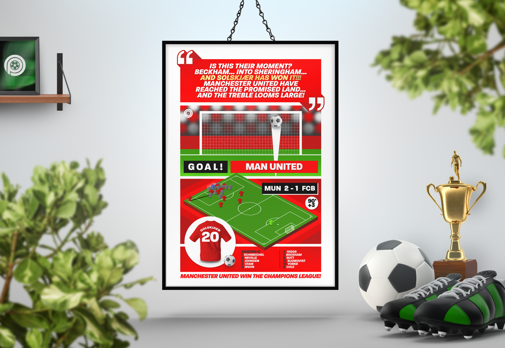 Ole Gunnar Solskjaer GOAL vs Bayern Munich | Art Print | 1998/99 UEFA Champions League Final | Manchester United