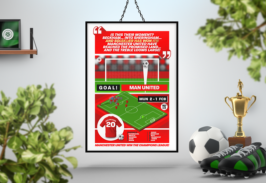 Ole Gunnar Solskjaer GOAL vs Bayern Munich | Art Print | 1998/99 UEFA Champions League Final | Manchester United