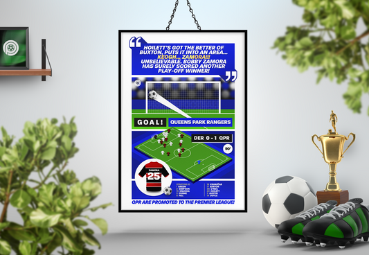 Bobby Zamora GOAL vs Derby | Art Print | 2013/14 Championship Play-Off Final | QPR
