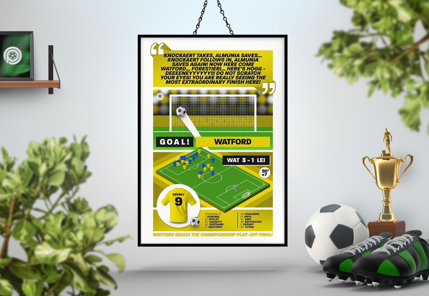 Troy Deeney GOAL vs Leicester | Art Print | 2012/13 Championship Play-Off Semi-Final | Watford