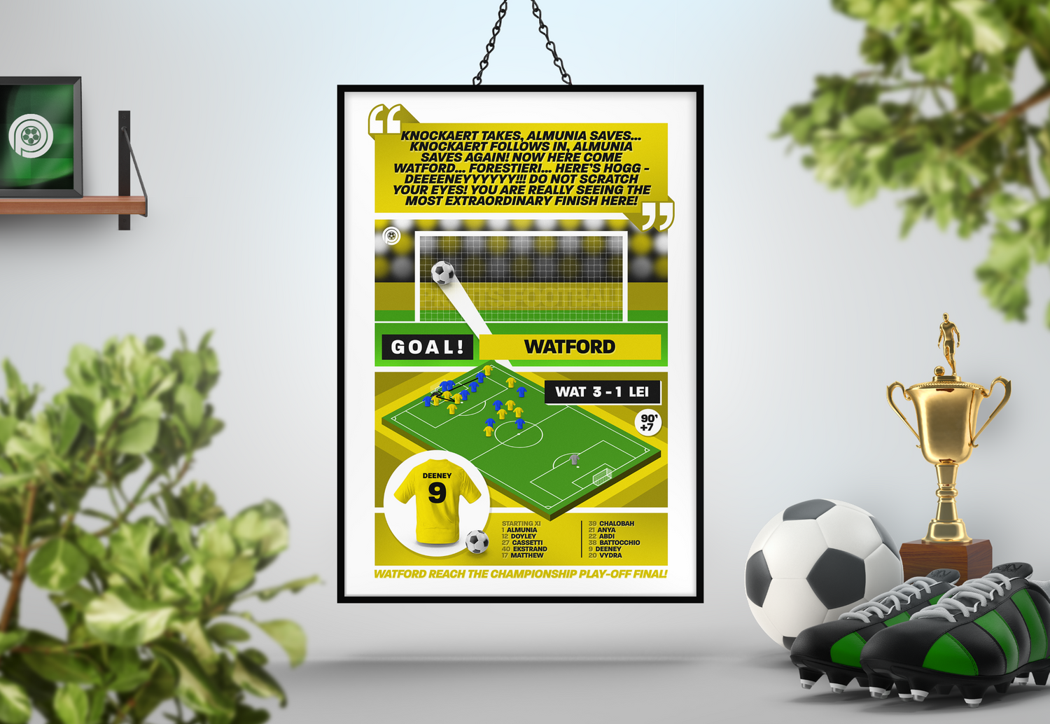 Troy Deeney GOAL vs Leicester | Art Print | 2012/13 Championship Play-Off Semi-Final | Watford