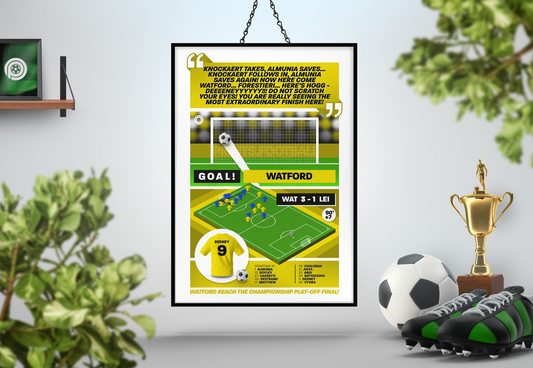 Troy Deeney GOAL vs Leicester | Art Print | 2012/13 Championship Play-Off Semi-Final | Watford