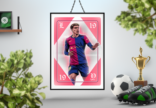 Lamine Yamal Playing Card Art Print