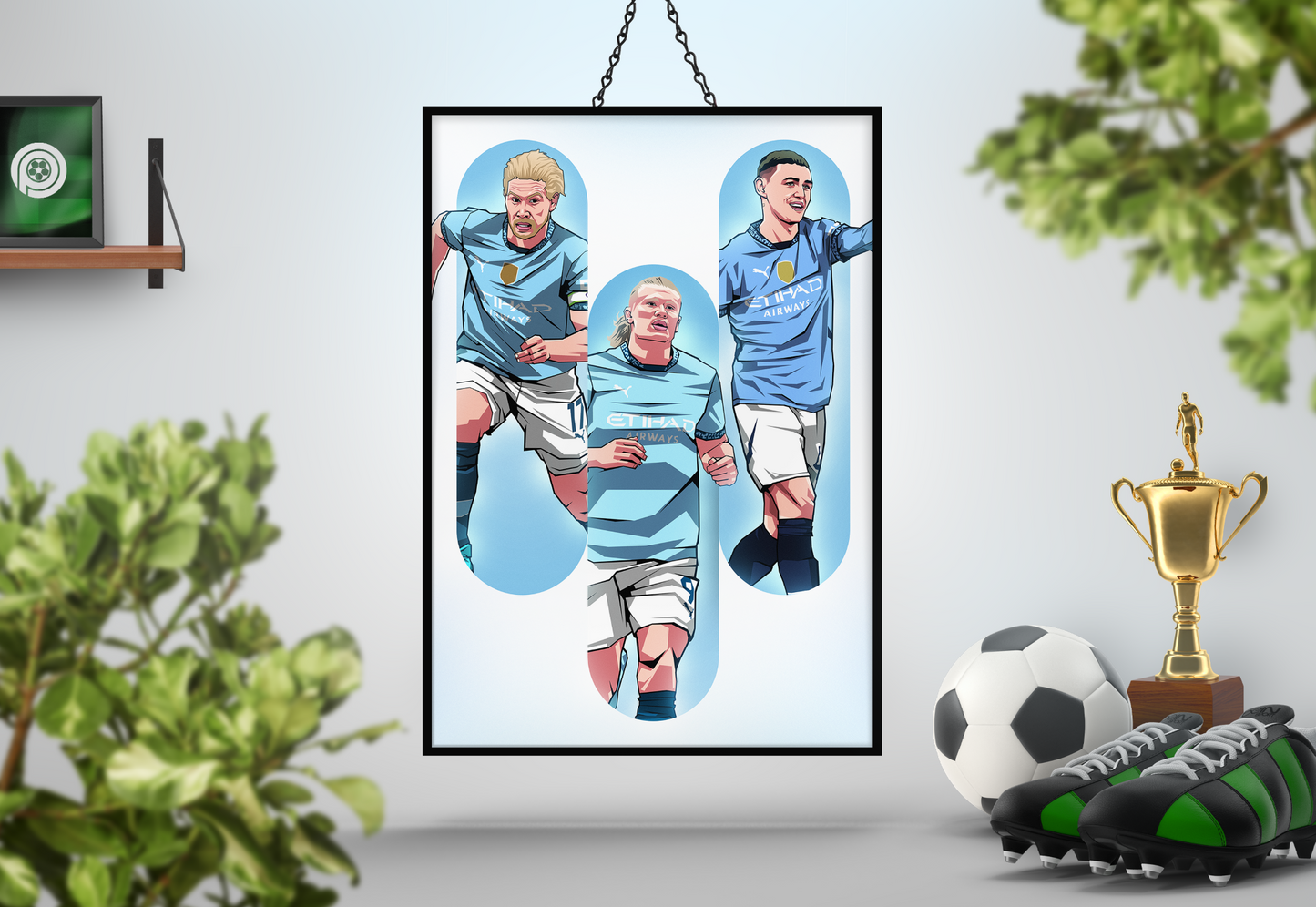 Kevin De Bruyne, Erling Haaland & Phil Foden Trio Tubes Art Print