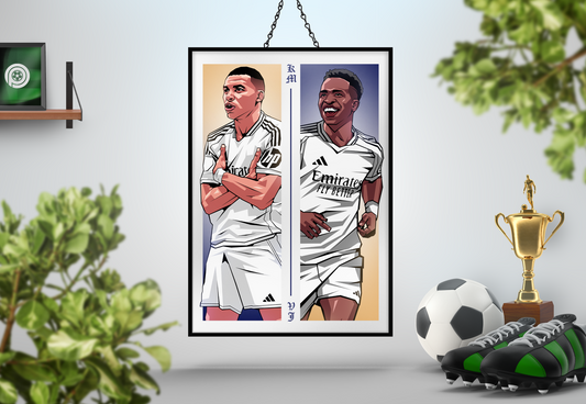 Kylian Mbappé & Vinícius Júnior Duo Perpendicular Art Print