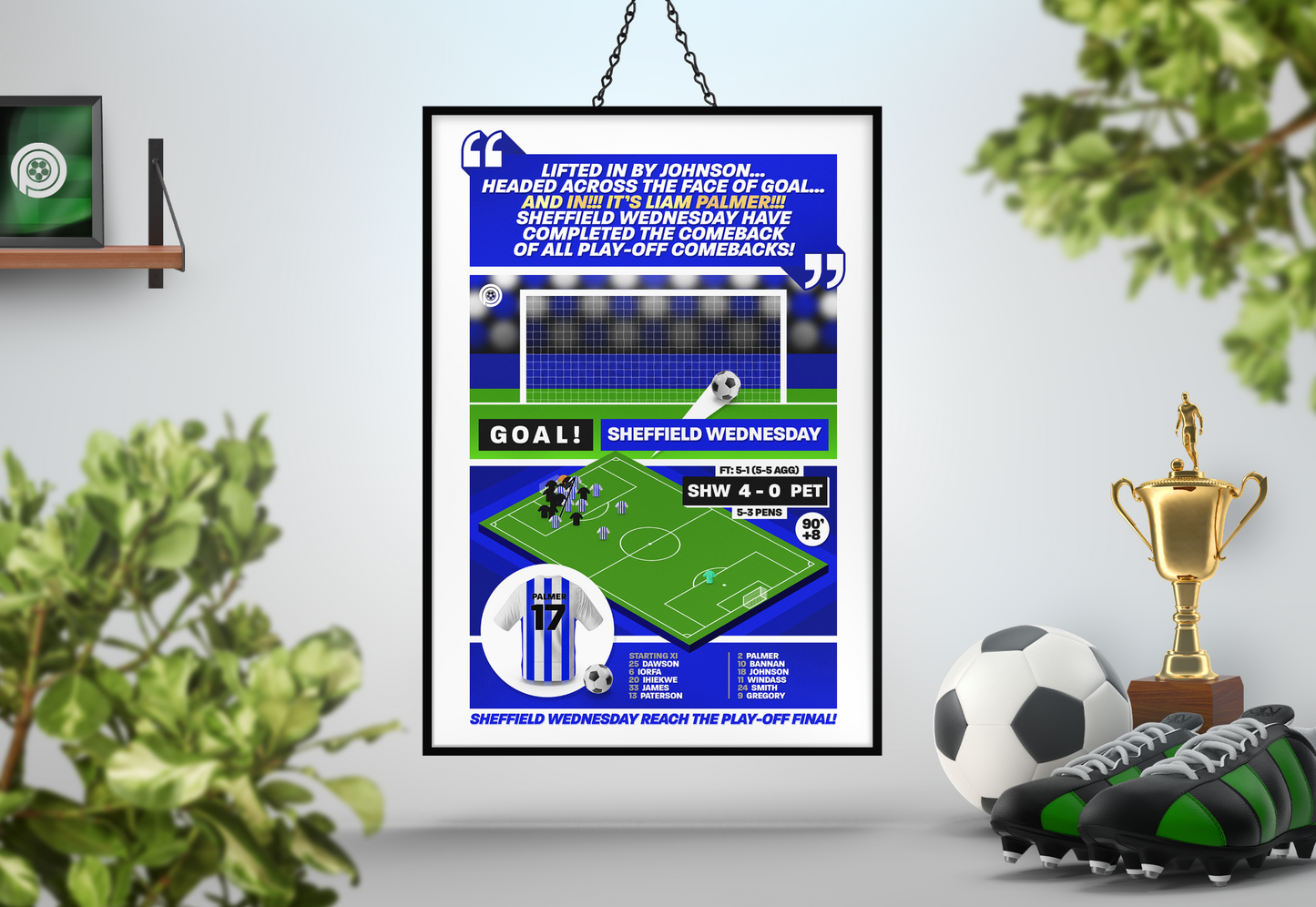 Liam Palmer GOAL vs Peterborough | Art Print | 2022/23 League One Play-Off Semi-Final | Sheffield Wednesday