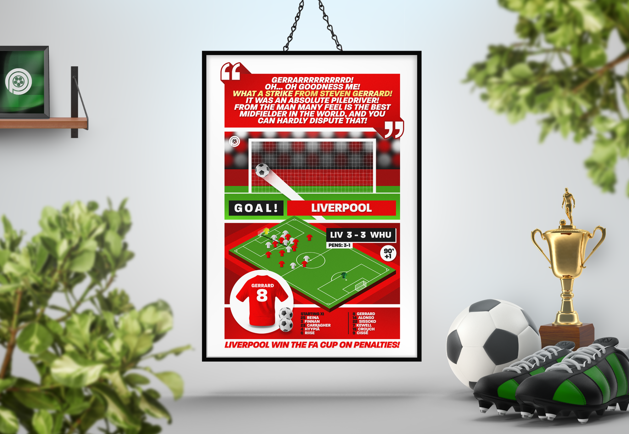 Steven Gerrard GOAL vs West Ham | Art Print | 2005/06 FA Cup Final | Liverpool