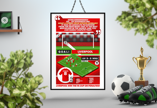 Steven Gerrard GOAL vs West Ham | Art Print | 2005/06 FA Cup Final | Liverpool