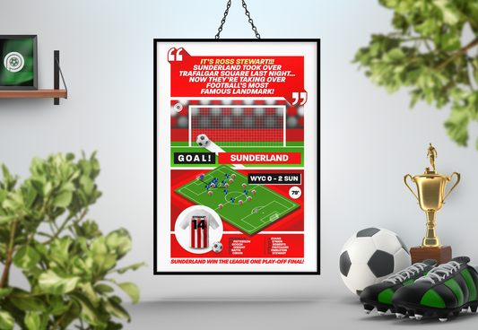 Ross Stewart GOAL vs Wycombe | Art Print | 2021/22 League One Play-Off Final | Sunderland