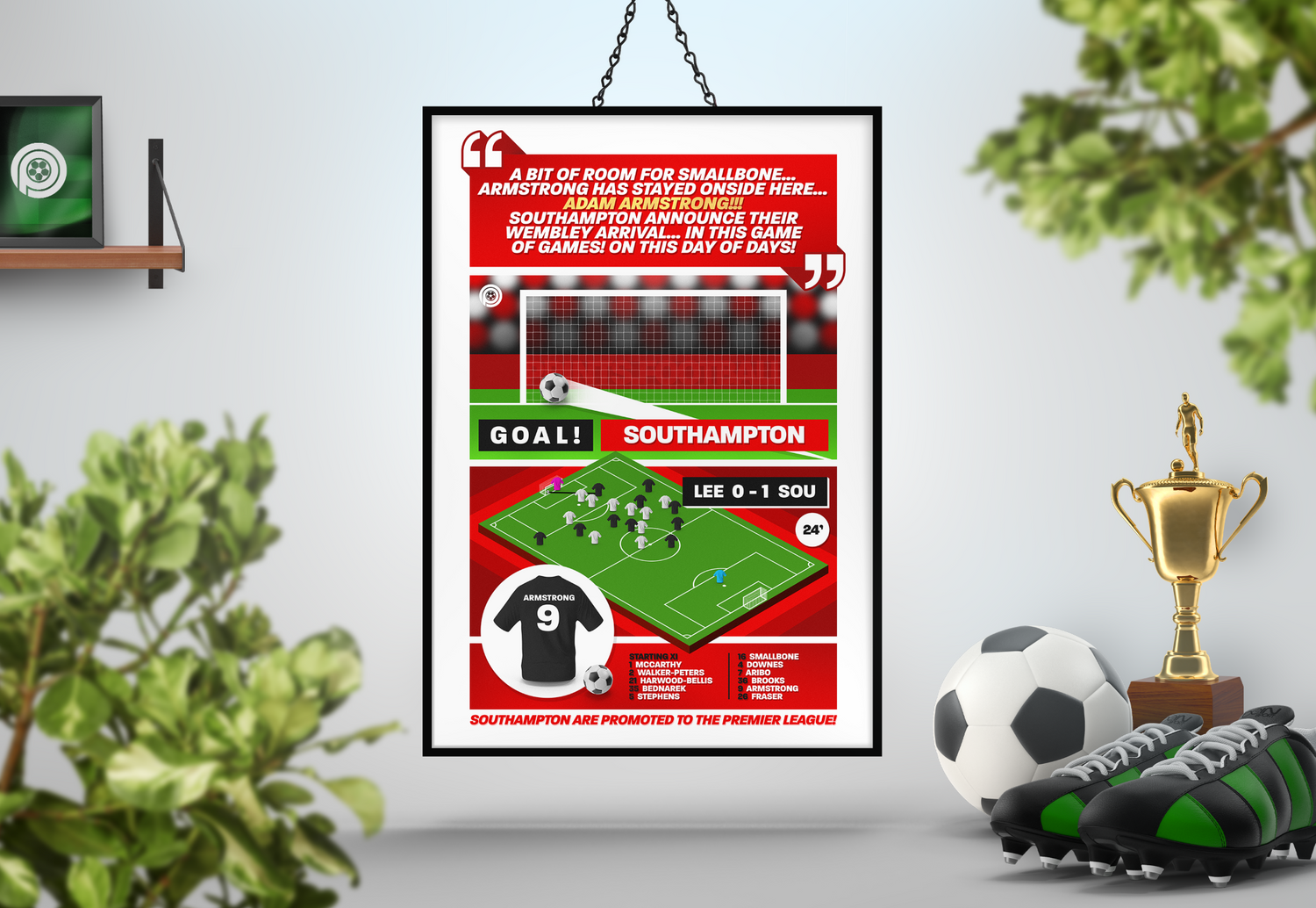Adam Armstrong GOAL vs Leeds | Art Print | 2023/24 Championship Play-Off Final | Southampton