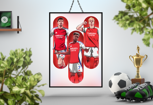 Martin Ødegaard, Bukayo Saka & Kai Havertz Trio Tubes Art Print