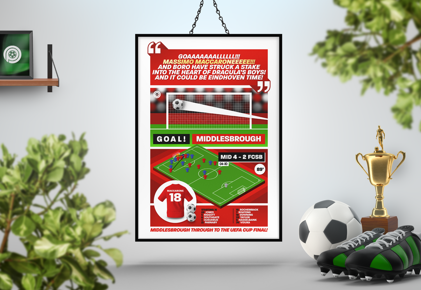 Massimo Maccarone GOAL vs FCSB | Art Print | 2005/06 UEFA Europa League Semi-Final | Middlesbrough