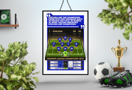 Chelsea 16/17 Team Lineup Art Print