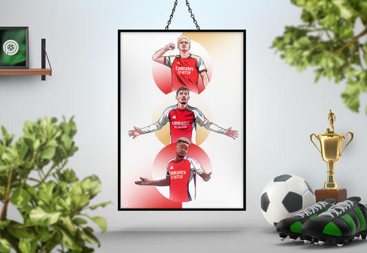 Martin Ødegaard, Bukayo Saka & Kai Havertz Trio Spheres Art Print