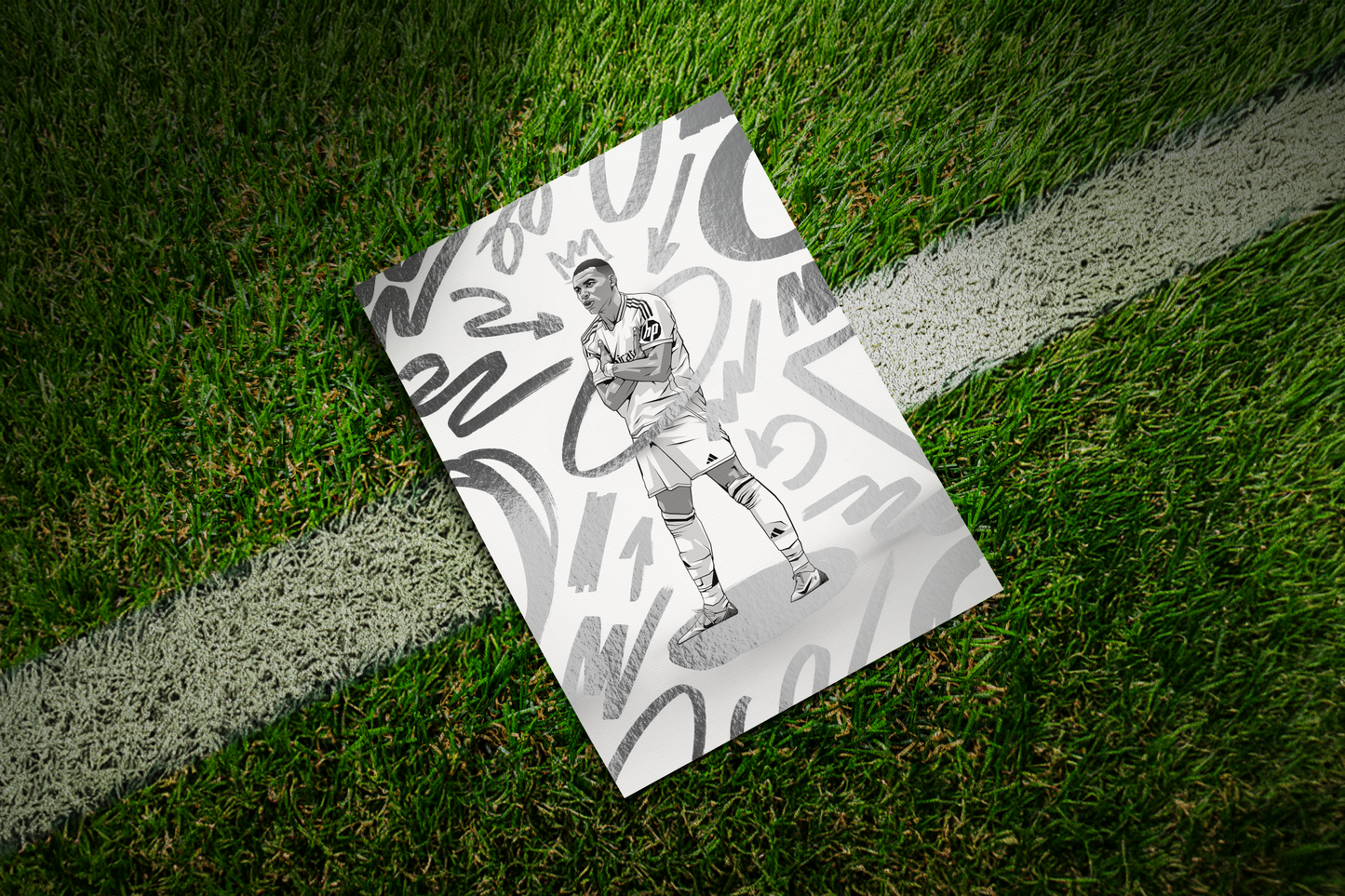 Kylian Mbappé Special Edition Silver Foil Marker Art Print