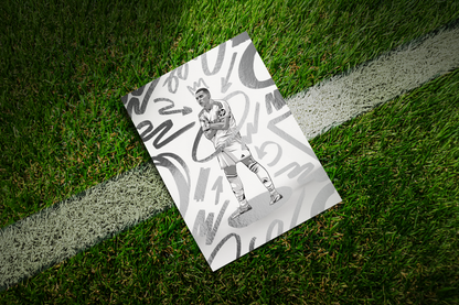 Kylian Mbappé Special Edition Silver Foil Marker Art Print