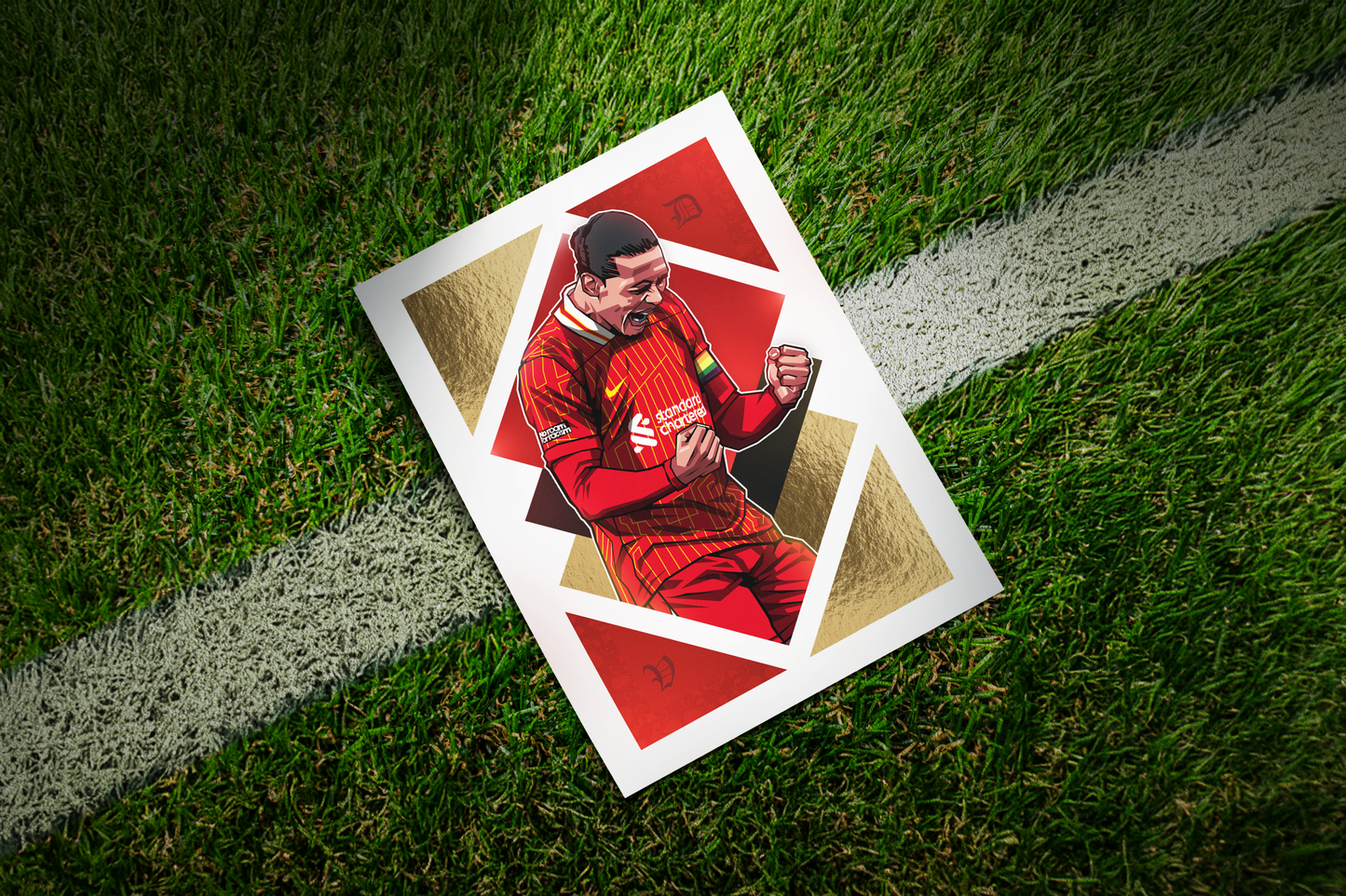 Virgil Van Dijk Limited Edition Gold Foil Diamonds Art Print