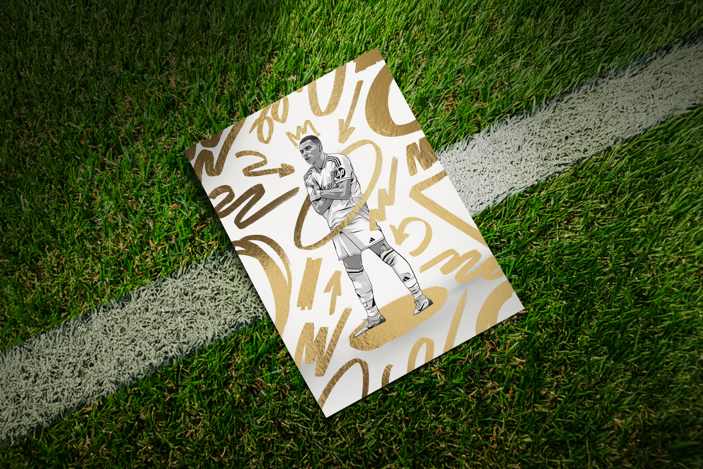 Kylian Mbappé Limited Edition Gold Foil Marker Art Print