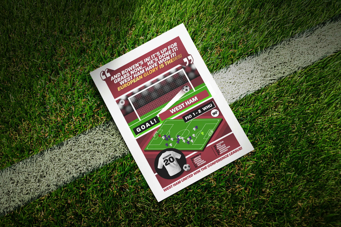 Jarrod Bowen GOAL vs Fiorentina | Art Print | 2022/23 UEFA Europa Conference League Final | West Ham United