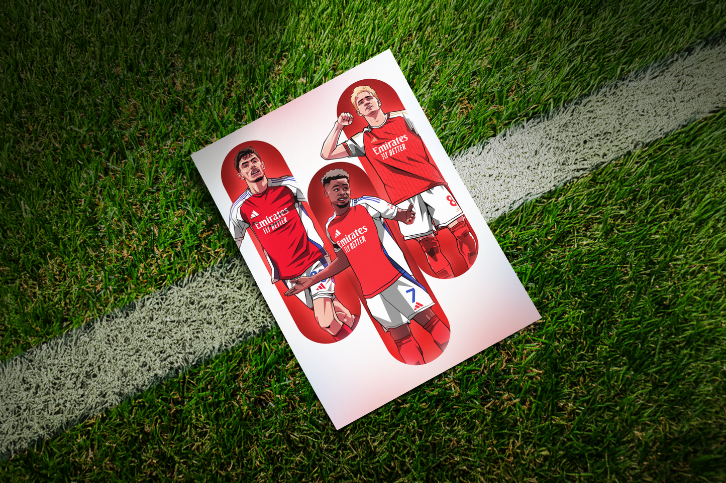 Martin Ødegaard, Bukayo Saka & Kai Havertz Trio Tubes Art Print